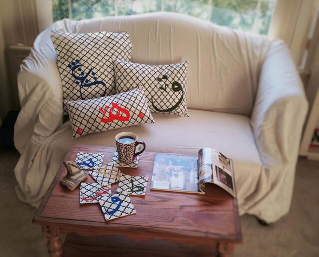 Throw Pillows, Decorative Calligraphy, Pillow Covers, Cases, Cushion Arabic Alphabet, Sofa Cushions - image 1