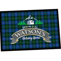Personalised Holiday Home - Blue & Green Tartan Tourer- Campervan Indoor Mat - thumbnail 3