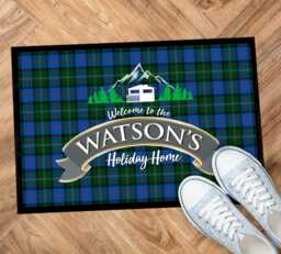 Personalised Holiday Home - Blue & Green Tartan Tourer- Campervan Indoor Mat