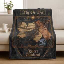 Fourth Wing Map, Blanket, Iron Flame Empyrean Series, Cozy Dragon Throw Fantasy Bookish Blankets, Booktok Gift - thumbnail 2