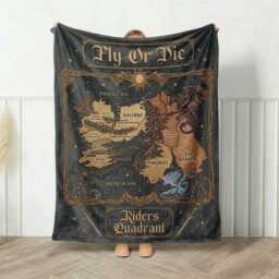 Fourth Wing Map, Blanket, Iron Flame Empyrean Series, Cozy Dragon Throw Fantasy Bookish Blankets, Booktok Gift - thumbnail 1