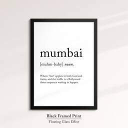 Mumbai India Location Definition Dictionary Funny Quote Minimalist Framed Print & Canvas Wall Art Poster Home Decor Interior Gifts - thumbnail 2