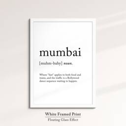 Mumbai India Location Definition Dictionary Funny Quote Minimalist Framed Print & Canvas Wall Art Poster Home Decor Interior Gifts - thumbnail 3