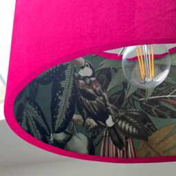 Cerise Velvet Wonderland Drum Lampshade, Double Sided Lampshade With Sage Paper On Interior - thumbnail 2