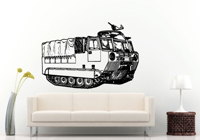 Semi Truck Heavy Duty Eighteen 18 Wheeler Old War Army Antique Wall Decal Vinyl Sticker Mural Room Decor L827 - image 1