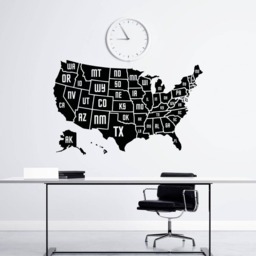 Usa Map Wall Decal Office & Classroom Educational Decor, Large Patriotic Vinyl Sticker C140 - thumbnail 1