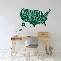 Usa Map Wall Decal Office & Classroom Educational Decor, Large Patriotic Vinyl Sticker C140 - thumbnail 4