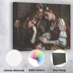Romantic Renaissance Style Family Embrace Classical Portrait Canvas Wall Art Print Decor Picture Ready To Hang - thumbnail 2