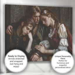 Romantic Renaissance Style Family Embrace Classical Portrait Canvas Wall Art Print Decor Picture Ready To Hang - thumbnail 3