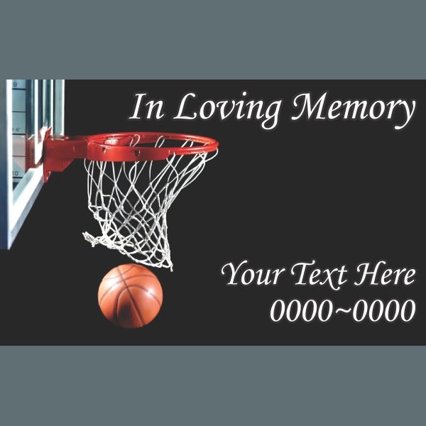 Basketball in Loving Memory Full Color Rectangle 011 Custom Vinyl Wall Decal Or Car Sticker - Ilmfullcolorrectangle011Et