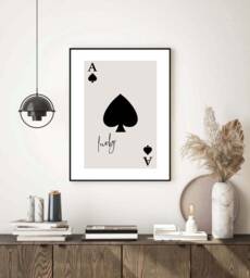 Ace Of Spades Print Wall Art Lucky You Poster Retro Trendy Aesthetic Playing Card Room Decor Neutral Modern - thumbnail 1