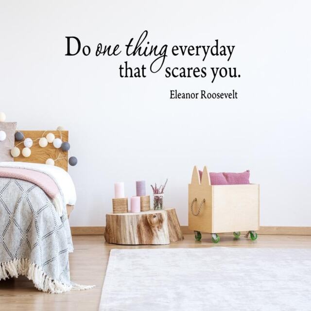 "Vwaq Do One Thing Everyday That Scares You Inspirational Eleanor Roosevelt Matte Black Vinyl Wall Decal - 12""H X 31" - image 1