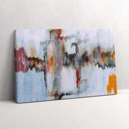 Abstract Painting Canvas, Picture Wall Hanging, Gray Decor, People Canvas Print - thumbnail 2