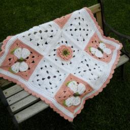 Baby Blanket For Girl Baby Shower Gift Butterfly Nursery Bedding Flower Crochet - thumbnail 4