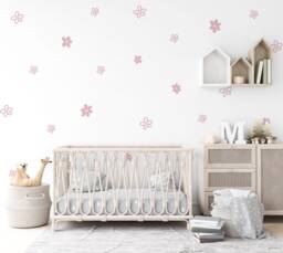 Dusky Pink Daisy Fabric Wall Stickers - Mixed Pack Reusable Kids Room Decor - thumbnail 1