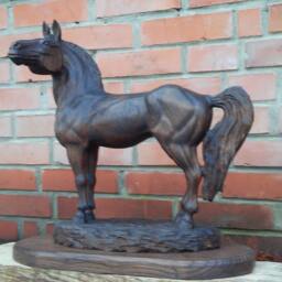 Ash Wood Carved Horse Sculpture, Rustic Home Decor - thumbnail 3