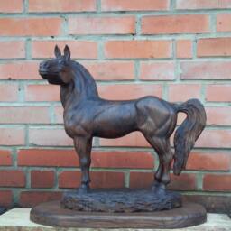 Ash Wood Carved Horse Sculpture, Rustic Home Decor - thumbnail 2