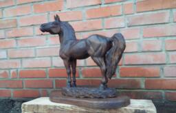 Ash Wood Carved Horse Sculpture, Rustic Home Decor - thumbnail 1