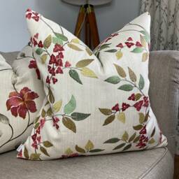 Leaf Trail - Floral Embroidered Cushion Cover , Decorative Pillow Iliv Bougainvillea Fabric Double Sided Designer - thumbnail 1