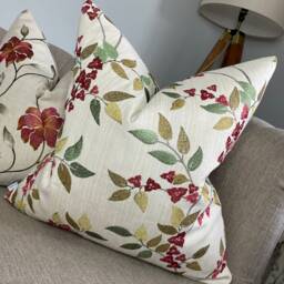 Leaf Trail - Floral Embroidered Cushion Cover , Decorative Pillow Iliv Bougainvillea Fabric Double Sided Designer - thumbnail 2