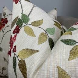 Leaf Trail - Floral Embroidered Cushion Cover , Decorative Pillow Iliv Bougainvillea Fabric Double Sided Designer - thumbnail 4