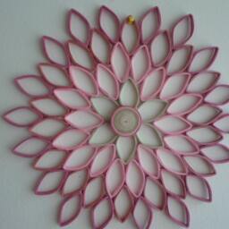 Pink Dahlia Paper Quilling Wall Art Modern Floral Decor - thumbnail 4