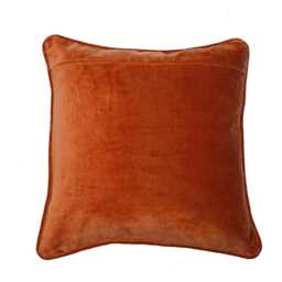 Handmade Cotton Velvet Cushion Cover 1 Piece Burnt Orange Pillow With Piping - thumbnail 4