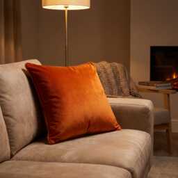 Handmade Cotton Velvet Cushion Cover 1 Piece Burnt Orange Pillow With Piping