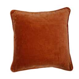 Handmade Cotton Velvet Cushion Cover 1 Piece Burnt Orange Pillow With Piping - thumbnail 3