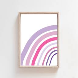Set Of 3 Girls Nursery Prints, My Happy Place Print, Bedroom Decor, Rainbow Wall Art, Playroom Pink & Purple - thumbnail 2