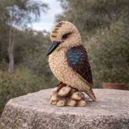 Australian Native Kookaburra On Tree Stump - 18cm Outdoor Garden Ornament