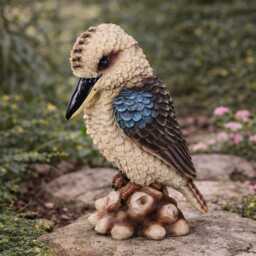 Australian Native Kookaburra On Tree Stump - 18cm Outdoor Garden Ornament - thumbnail 2
