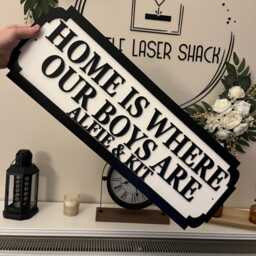 70cm Long - Home Is Where My Boys Are - Street Sign 3D Look Personalised Wall Mount Mdf Gift Upto 12 Names Laser Cut Home Decor - thumbnail 2