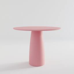 Red Round Dining Table Modern Space-Saving Design - D98cm - thumbnail 4