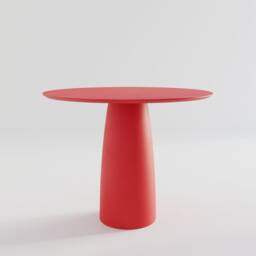 Red Round Dining Table Modern Space-Saving Design - D98cm - thumbnail 2