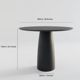 Red Round Dining Table Modern Space-Saving Design - D98cm - thumbnail 3
