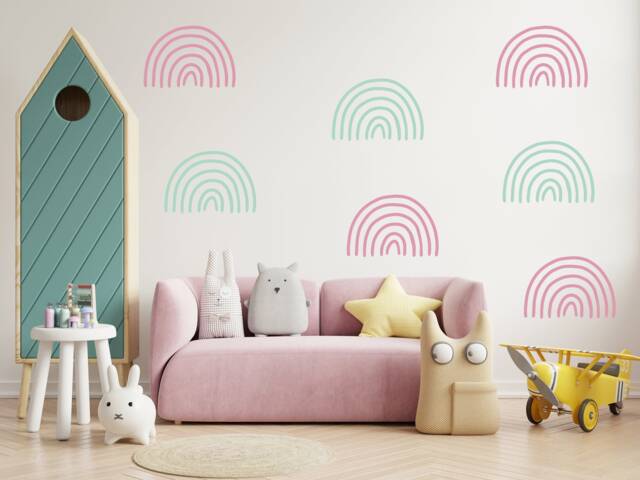 Boho Minimalist Rainbows Childrens Decor 6 Or 12, Vinyl Wall Art, Decal, Sticker, Removable, Decoration, Decor, Peel & Stick - image 1