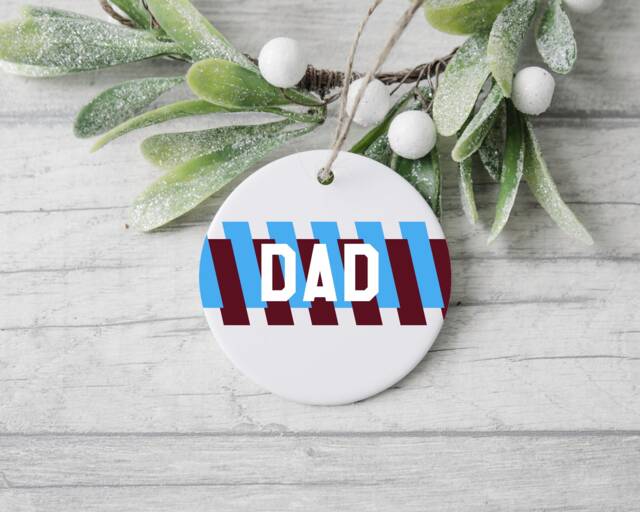 West Ham Christmas Bauble Tree Decoration Ornament - Custom Xmas Gift Dad Boyfriend Retro Personalised Football Gift