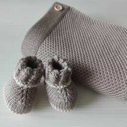 Merino Wool Knit Baby Blanket - Baby Gray Pink Rose Creamy White Blanket Natural Newborn - thumbnail 4