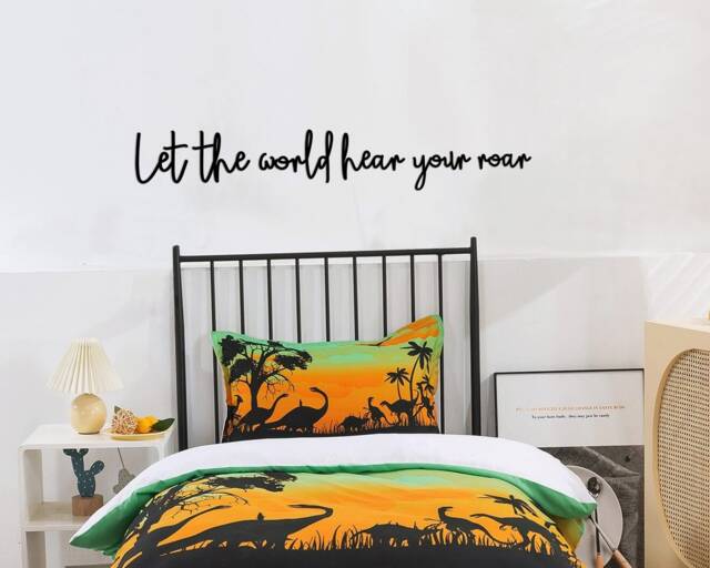 Let The World Hear Your Roar Wall Quote, Wooden Sign, Dinosaur Decor - image 1