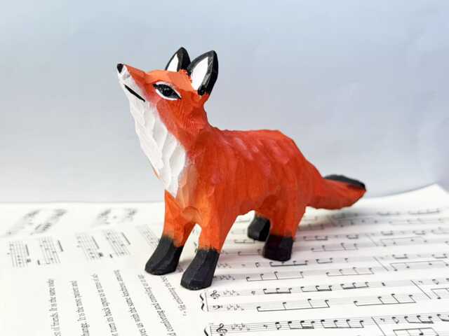 Custom Cute Red Fox Figurine Wooden Decor Ornament, Art Carving For Housewarming, Handcrafted Animal Lover - image 1