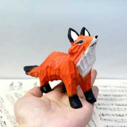 Custom Cute Red Fox Figurine Wooden Decor Ornament, Art Carving For Housewarming, Handcrafted Animal Lover - thumbnail 3