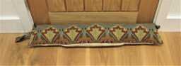 Draught Excluder, Liberty Vintage Ianthe Linen Draft Stopper, Blue & Dark Red Draught Window Dodger