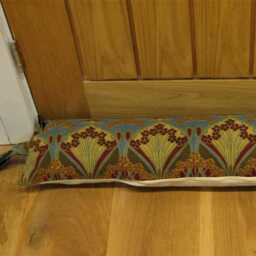 Draught Excluder, Liberty Vintage Ianthe Linen Draft Stopper, Blue & Dark Red Draught Window Dodger - thumbnail 3