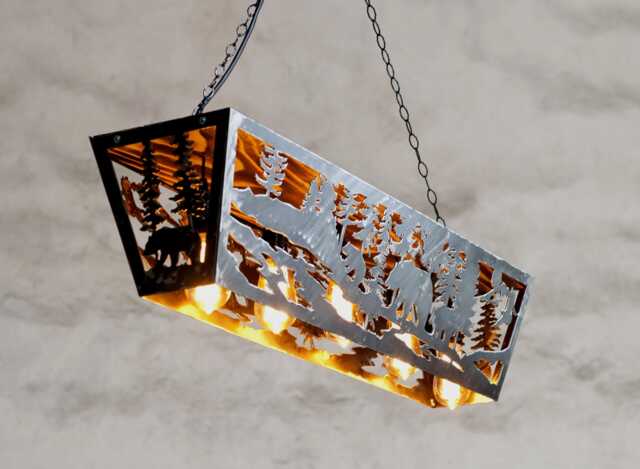 Rustic Ceiling Light - Bear Themed Lights Cabin Lighting Fixture Log House Chandelier - image 1