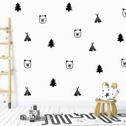 Woodland Nursery Wall Decals Bear, Tree, Tent Stickers - thumbnail 3