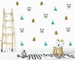 Woodland Nursery Wall Decals Bear, Tree, Tent Stickers - thumbnail 1