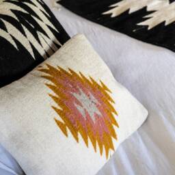 Zapotec Woven Lumbar Pillow, Handmade Mexican Pillow, Decorative Throw Handwoven Wool Cushion, Boho Throw Textile Pillow - thumbnail 3