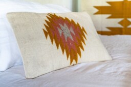 Zapotec Woven Lumbar Pillow, Handmade Mexican Pillow, Decorative Throw Handwoven Wool Cushion, Boho Throw Textile Pillow