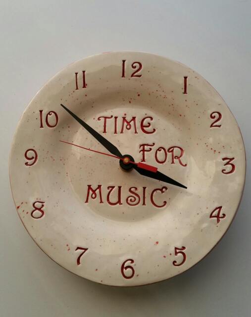 "Ceramic Clock Music Notes/Or Numbers/Musician Gift 8"" Round/Time For Music/Fun/Part Of My ""Time Fun" - image 1